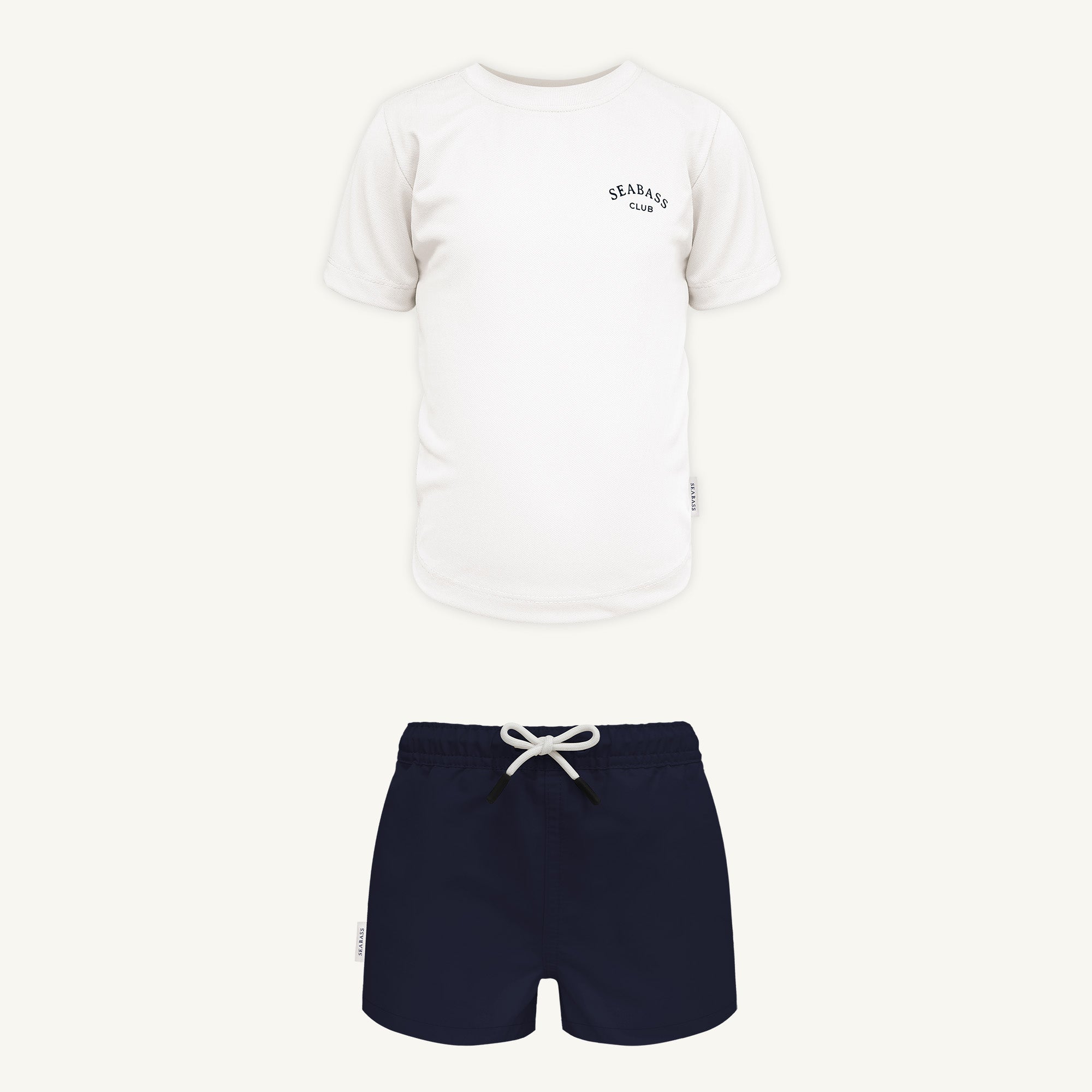 UV Zwem Set - Zwembroek Marineblauw en T-Shirt Wit